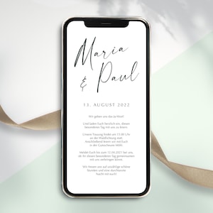 Invitation de mariage numérique à envoyer via WhatsApp - Invitation de mariage en ligne personnalisée moderne #1