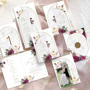 Hochzeitspapeterie Einladungskarte Save the Date Menükarte Tischnummer Sommer englische Rose