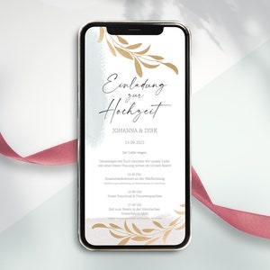 Invitation de mariage numérique à envoyer via WhatsApp - Invitation de mariage en ligne personnalisée élégante #1