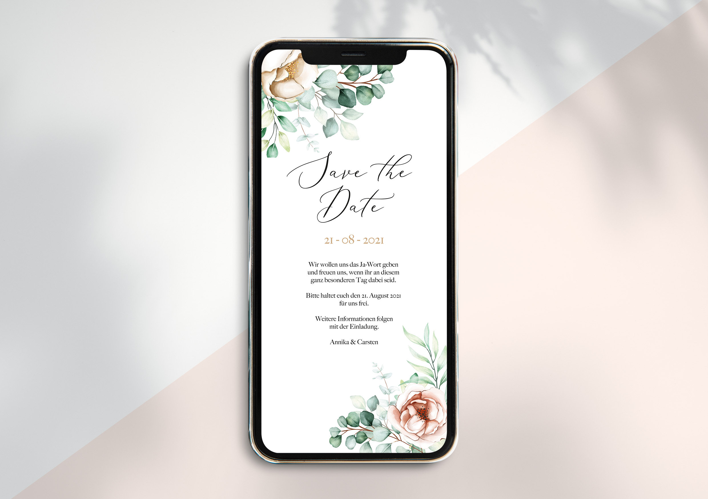 Digitale Save the Date Karte zum versenden per WhatsApp Etsy