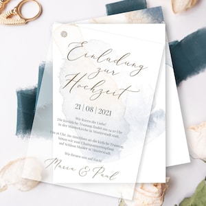 Wedding Invitation Invitation Card Tracing Paper with Rivet A6 Print on 300 g cardboard on one side Watercolors Watercolors #1