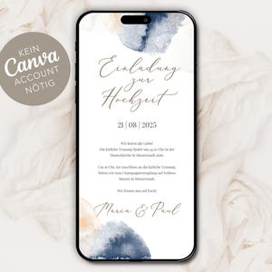 Digitale Hochzeitseinladung zum versenden per WhatsApp - Personalisierte online Einladung zur Hochzeit Aquarelle