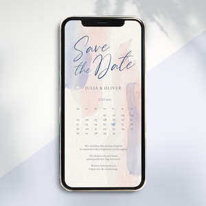 Carte numérique Save the Date à envoyer via WhatsApp - Aquarelles d’invitation de mariage en ligne personnalisées #5