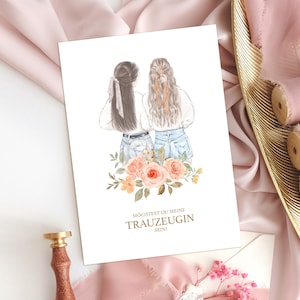 A6 Postkarte Trauzeugin fragen | Trauzeuginkarte | Willst du meine Trauzeugin sein? | Ohne dich kann ich nicht Ja sagen