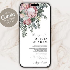 Tarjeta de invitación de boda digital para enviar por WhatsApp - Tarjeta de invitación online personalizada ramo de flores