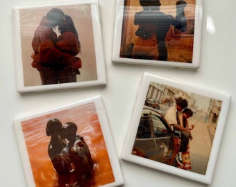 Black Luv Drink Coasters | Set of 4 | Aesthetic Home Decor | Drinkware | Gift | House Warming | Love