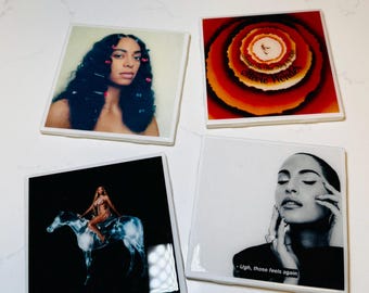 Custom Drink Coasters | Set of 4 | Album Covers | Aesthetic Home Decor | Drinkware | Gift | Personalized | Table Decor | Square Coaster