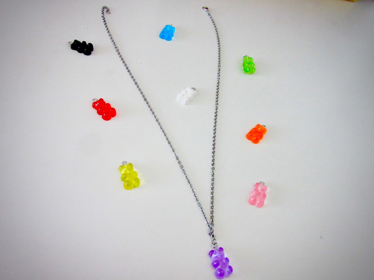 Silver Gummy Bear Charm Necklace Etsy