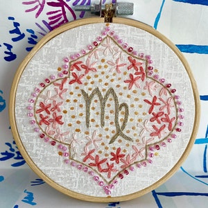 Zodiac Virgo Embroidery Hoop