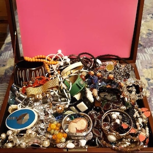 Vintage Costume Jewelry Mystery lot All Wearable 10 piece mixed style Individually bagged 1960&#39;s to today Modern Boho Deco Nouveau