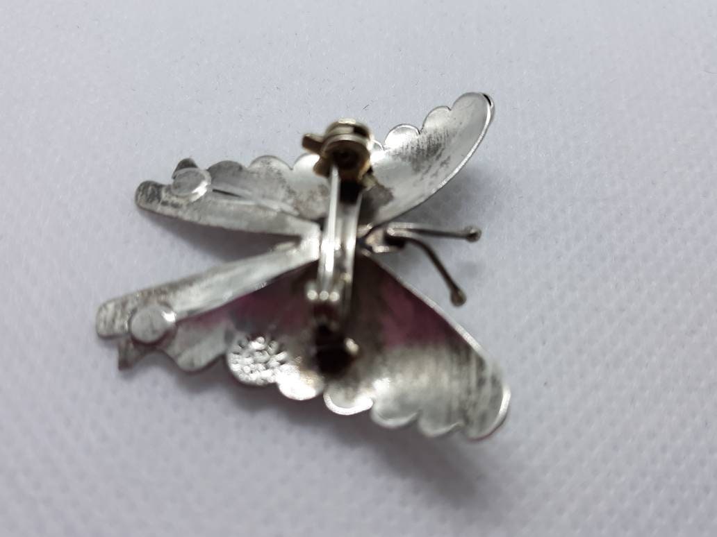 Vintage Sterling Silver Turquoise Butterfly Pin 1940's Era