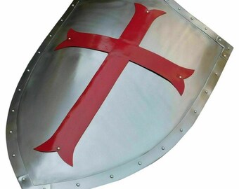 Details about / Medieval Templar White Cross Shield Hand Forged Shield//Cosplay Shield Replica