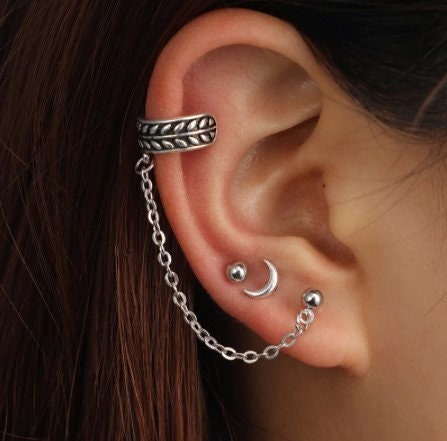 Earring set, ear piercing, ear cuff, moon earring, cartilage loop. earring  for women girls gift