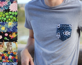 Custom Pocket T Shirt - Select Or Upload Your Own Design - Soft and Comfortable Unisex Everyday Tee