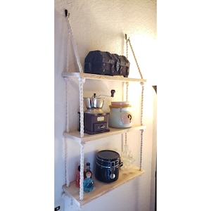 Wooden Hanging Rope Shelf