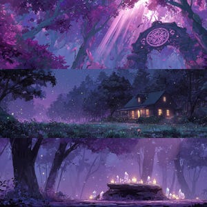 Moonlight and Magic Dual Monitor Wallpaper - 12 High-Resolution Digital Art