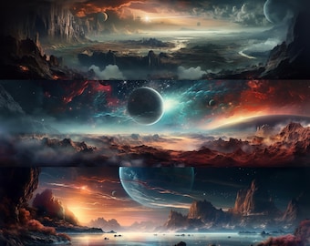Stunning Views from an Another Planet - Dual Monitor Wallpapers - 12 High-Resolution Digital Artwork