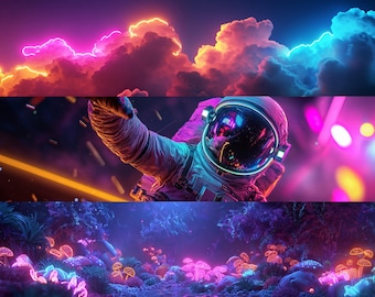 Neon Lucid Dreams - Dual Monitor Wallpapers - 12 High-Resolution Digital Artwork