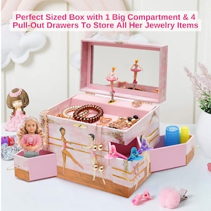 Enchantmints The Ballet School Musical Jewelry Box With 4 Drawers And Dancing Ballerina for Birthdays Valentine’s Gifts