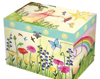Enchantmints Summer Jewelry Box for Little Kids – Musical Treasure Box with 4 Pull Out Drawers Plays the Funiculi Tune – Ideal Gift for Kids