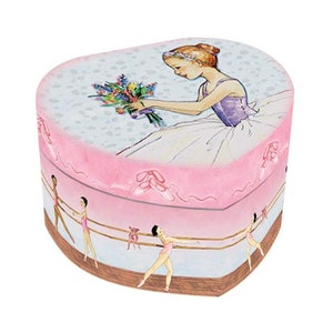 Enchantmints Ballet Heart Small Music Box for Girls Musical – Heart Shaped Kids Treasure Box for Birthday Holiday Valentine Gifts