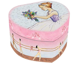 Enchantmints Ballet Heart Small Music Box for Girls Musical – Heart Shaped Kids Treasure Box for Birthday Holiday Valentine Gifts