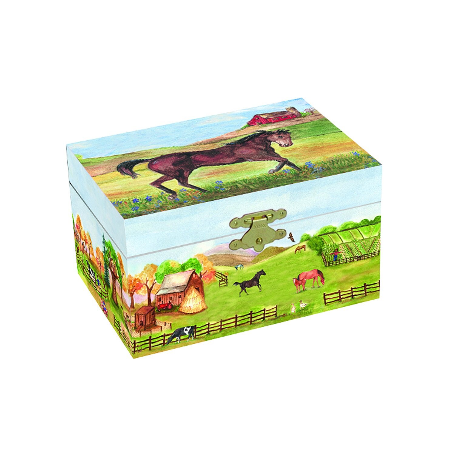 Enchantmints Country Horse Small Musical Jewelry Box for Girls, Kids