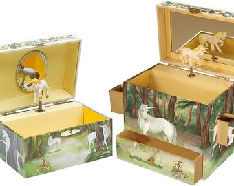 Enchantmints Unicorn Girls Combo Musical Jewelry Boxes, Necklace Storage Case for Women Kids Music box, Jewelry box for girls
