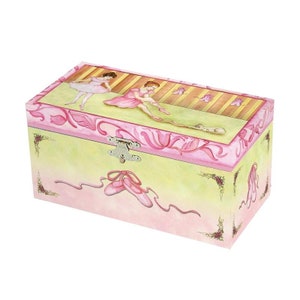 Enchantmints Ballerina Jewelry Box for Girls Musical – Kids Treasure Box for Birthday Gifts with Spinning Ballerina – Pink Ballet Shoe Theme