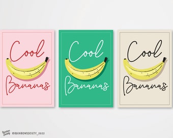 Banana Print - Banana slogan - Banana poster - Fruit wall art - Retro Fruit Print - Retro wording print - Retro poster - Fruit fun print