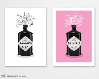 Personalized Gin Print: Custom Name Gin Lover Gift