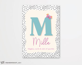Personalized Initial Name Print: Butterfly Girls Room Decor
