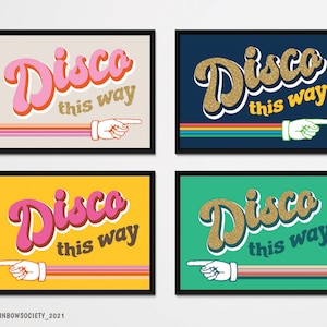 Disco Print - Disco slogan - Disco poster - Disco this way print - Retro Print - Retro wording print - Retro Disco poster - Disco fun print