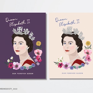 Queen print - Queen memorial poster - Queen remembrance poster - Queen poster - Queen portrait poster - Queen Elizabeth - Royal print