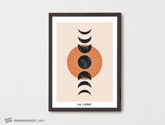 Boho Moon Phases Print: La Lune Retro Wall Art