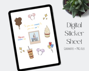 Magic Kingdom Digital Stickers, Digital Planner Stickers, Digital Sticker Sheet, Digital Stickers Goodnotes, Digital Planning