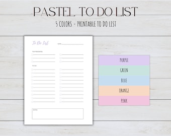 Printable To Do List | Pastel To Do List | Planner Checklist | PDF | PNG | Organized List