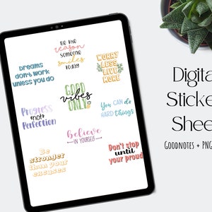Motivational Digital Stickers, Digital Planner Stickers, Digital Sticker Sheet, Digital Stickers Goodnotes, Digital Planning