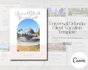 Travel Agent Universal Orlando Client Template | Universal Vacation Guide | Canva Template