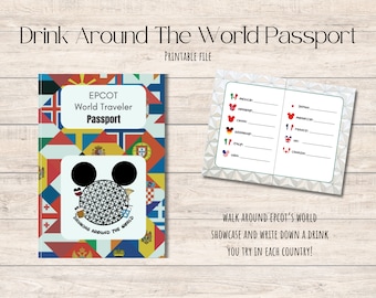 Printable Drinking Around The World Passport | Epcot Drink Passport | World Showcase