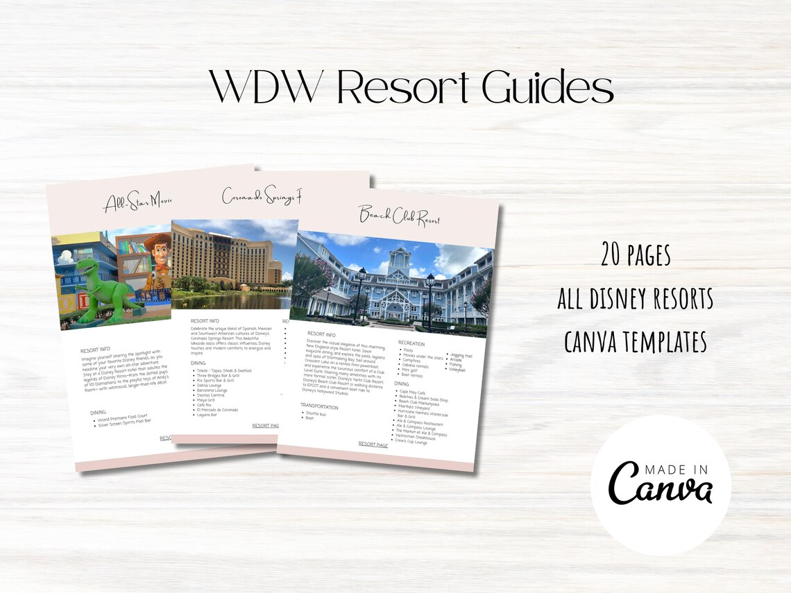 WDW Resort Guides | WDW Vacation Guide | Travel Guide | Canva Template ...
