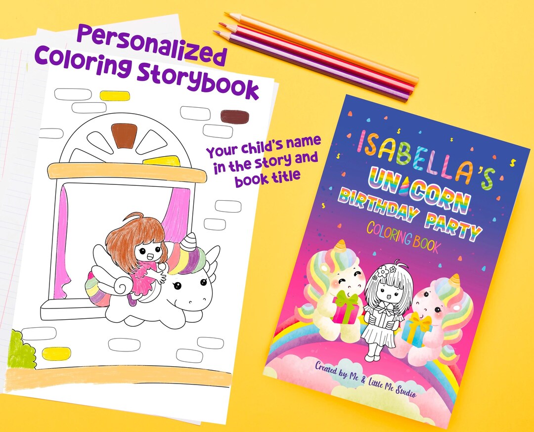 Personalized Mini Coloring Book Unicorn Birthday Party, Gift for Girl ...