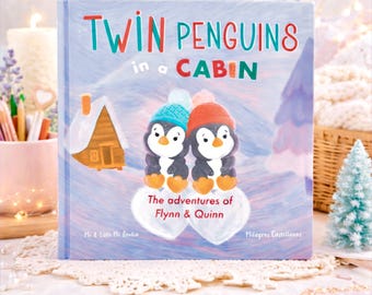 Personalized Baby Book - Twin Penguins Adventure Story Book, Custom Siblings Birthday Gift