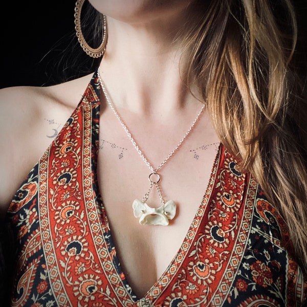 Real bone kitty atlas necklace