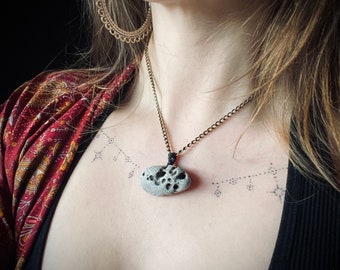 Welsh hag stone necklace on antique bronze chain