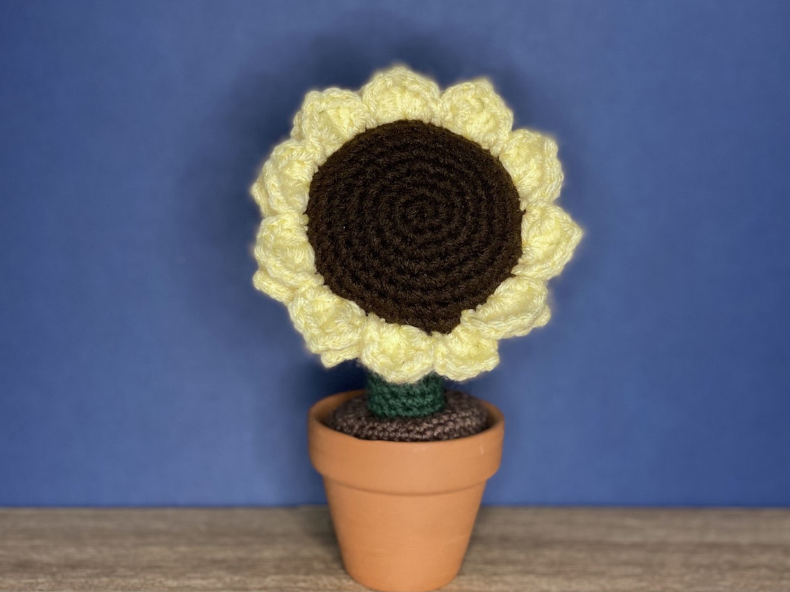 Crocheted Sunflower in a Pot Etsy
