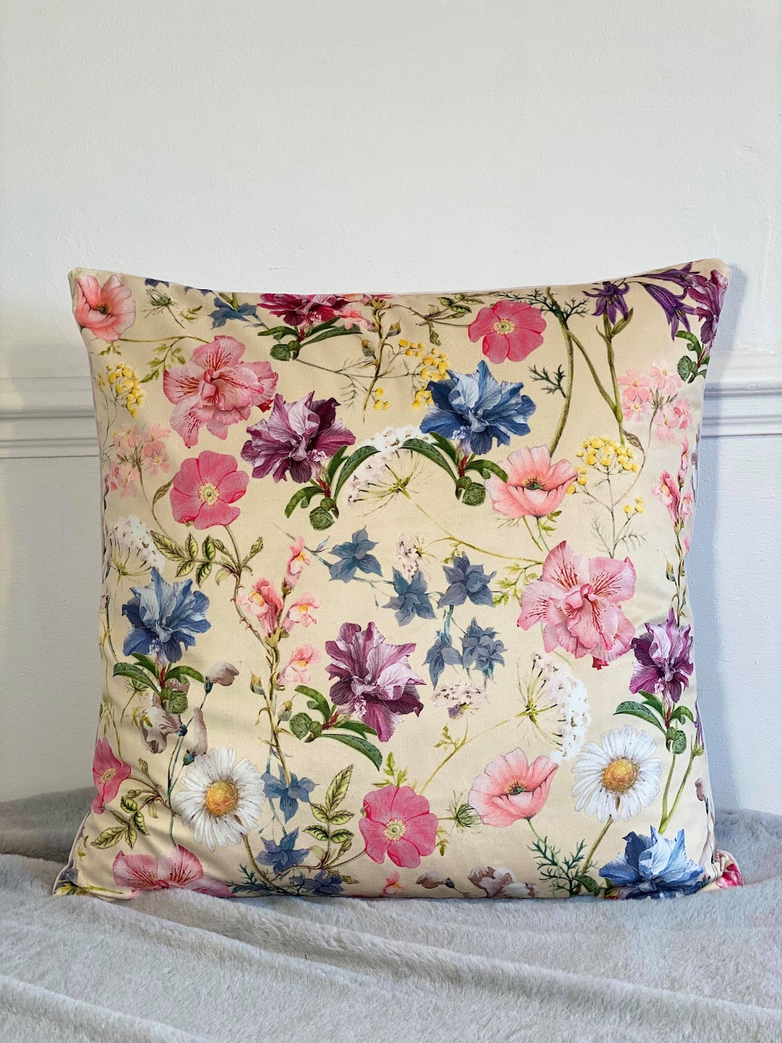 Ditsy Print Floral Velvet Cushion / Floral Cushion / Colourful Etsy