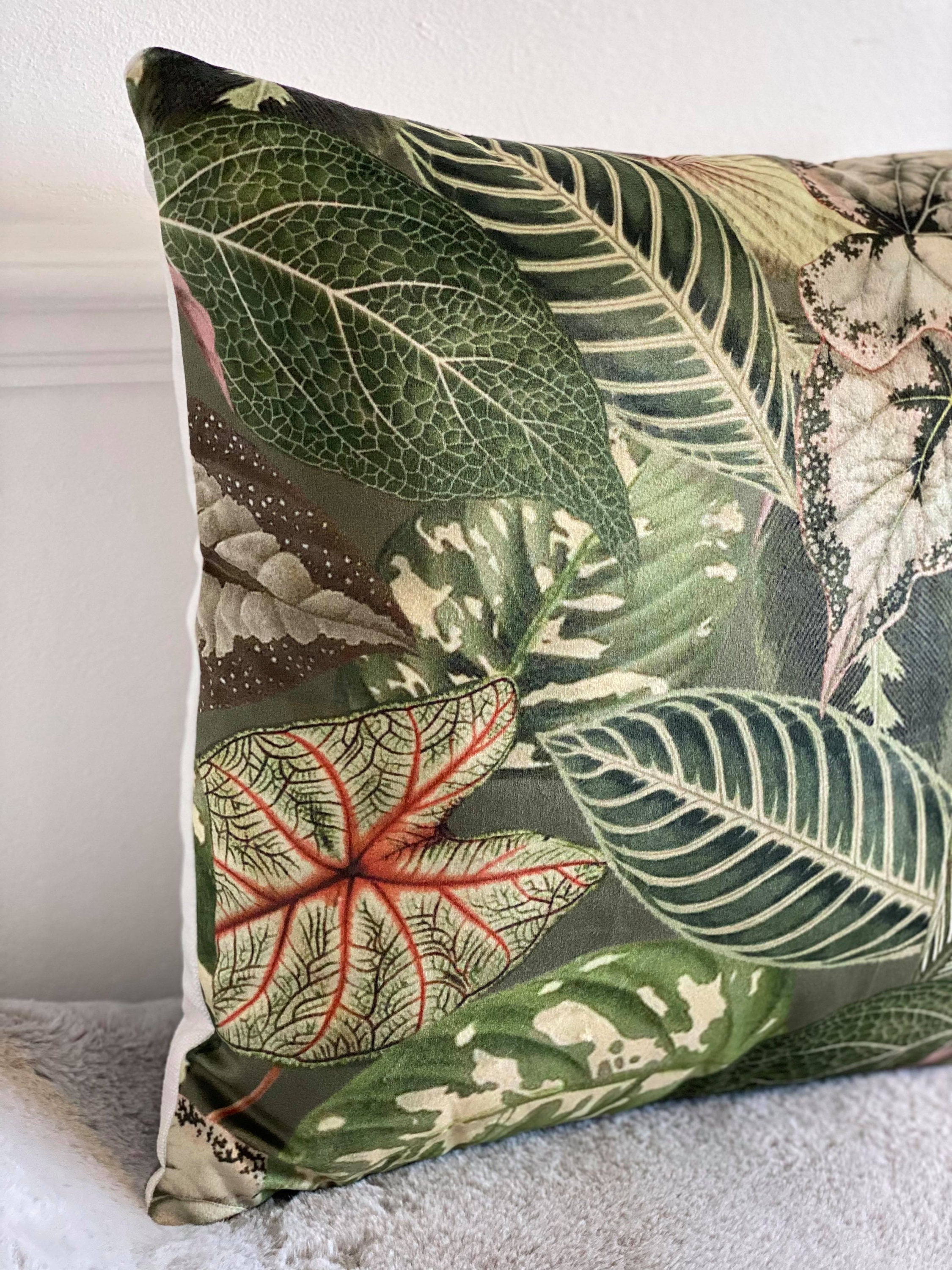 Leaf Cushion / Green Jungle Cushion Cover / Green Velvet Etsy UK