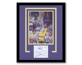 Exhibición enmarcada de 11 x 14 con autógrafo de Magic Johnson firmado por Los Angeles Lakers