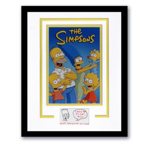 Matt Groening &quot;The Simpsons&quot; AUTOGRAPH Signed Sketch Framed 11x14 Display B